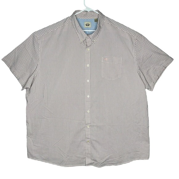 Dockers Short Sleeve Button Down Shirt Men's Size 4XLT Big & Tall Plaid Pink/Blk - Picture 1 of 14